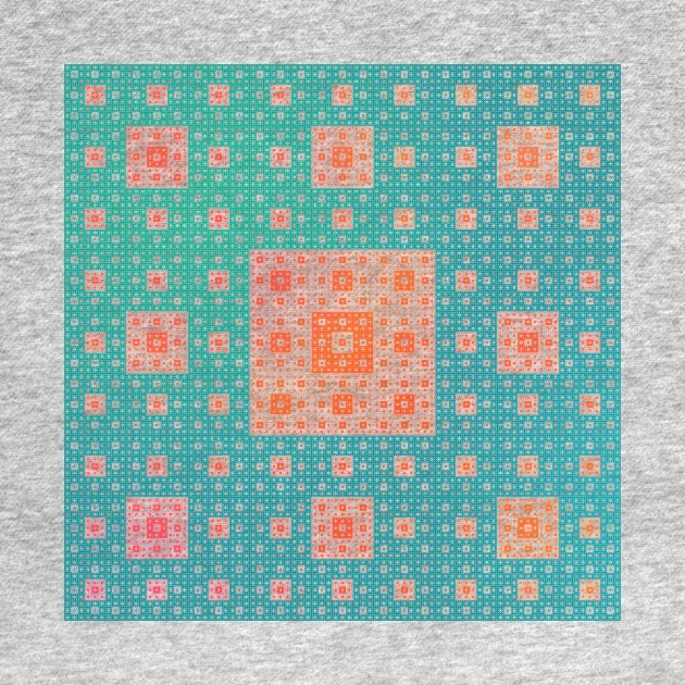 sierpinski squares in squares - red & green by BrownWoodRobot